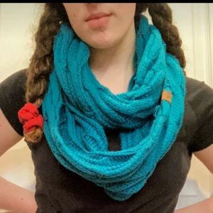 Blue Infinity Loop Scarf, Wool Knit